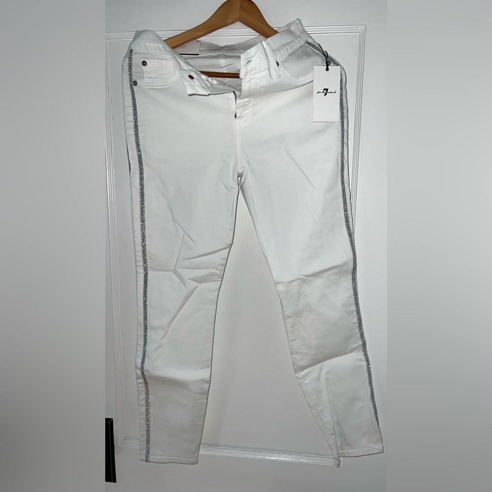 7 For All Mankind White Jeans with sparkle detail